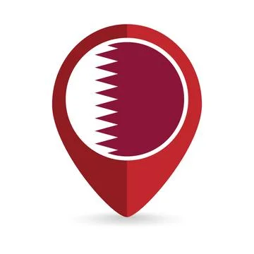 Map pointer with contry Qatar. Qatar flag. Vector illustration. Illustrazione stock