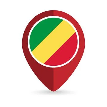 Map pointer with contry Republic of the Congo. Republic of the Congo flag. .. Stock Illustration