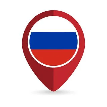 Map pointer with contry Russia. Russia flag. Vector illustration. Stock Illustration