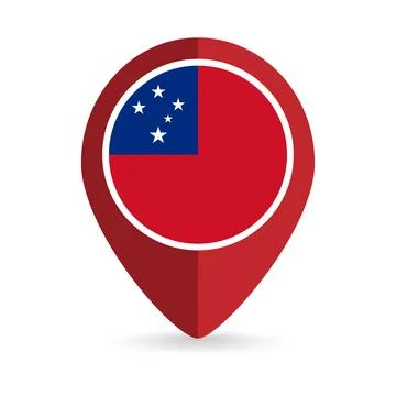 Map pointer with contry Samoa. Samoa flag. Vector illustration. Stock Illustration