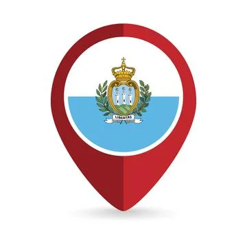 Map pointer with contry San Marino. San Marino flag. Vector illustration. Stock Illustration