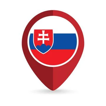 Map pointer with contry Slovakia. Slovakia flag. Vector illustration. Illustrazione stock