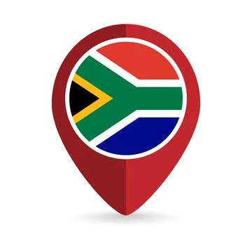 Map pointer with contry South Africa. South Africa flag. Vector illustration. Stock Illustration