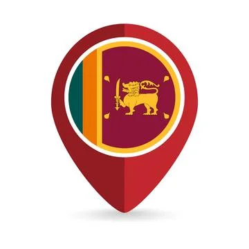 Map pointer with contry Sri Lanka. Sri Lanka flag. Vector illustration. Stock Illustration