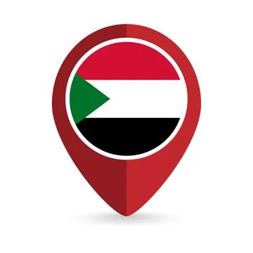 Map pointer with contry Sudan. Sudan flag. Vector illustration. Stock Illustration