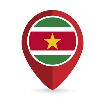 Map pointer with contry Suriname. Suriname flag. Vector illustration. Stock Illustration