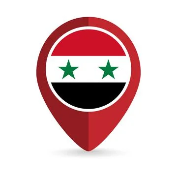 Map pointer with contry Syria. Syria flag. Vector illustration. Stock Illustration