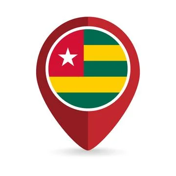 Map pointer with contry Togo. Togo flag. Vector illustration. 스톡 일러스트