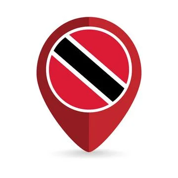 Map pointer with contry Trinidad and Tobago. Trinidad and Tobago flag. Vect.. Illustrazione stock