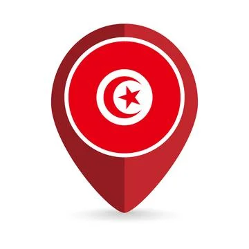 Map pointer with contry Tunisia. Tunisia flag. Vector illustration. Illustration