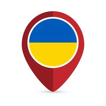 Map pointer with contry Ukraine. Ukraine flag. Vector illustration. Stock Illustration