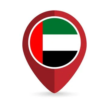 Map pointer with contry United Arab Emirates. United Arab Emirates flag. Ve.. Stock Illustration