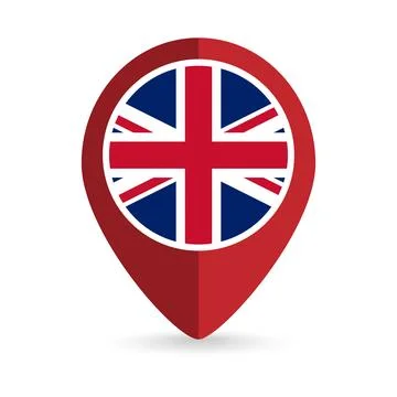 Map pointer with contry United Kingdom. United Kingdom flag. Vector illustr.. Stock Illustration