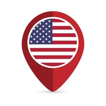 Map pointer with contry USA. USA flag. Vector illustration. Stock Illustration