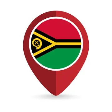 Map pointer with contry Vanuatu. Vanuatu flag. Vector illustration. Stock Illustration