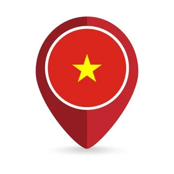 Map pointer with contry Vietnam. Vietnam flag. Vector illustration. Stock Illustration