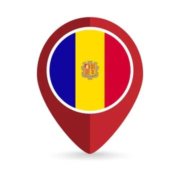 Map pointer with country Andorra. Andorra flag. Vector illustration. イラスト素材