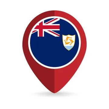 Map pointer with country Anguilla. Anguilla flag. Vector illustration. イラスト素材