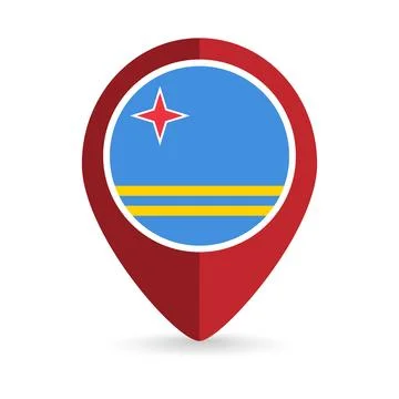 Map pointer with country Aruba. Aruba flag. Vector illustration. 库存插图
