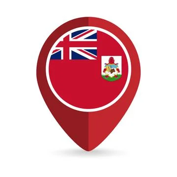 Map pointer with country Bermuda. Bermuda flag. Vector illustration. 库存插图