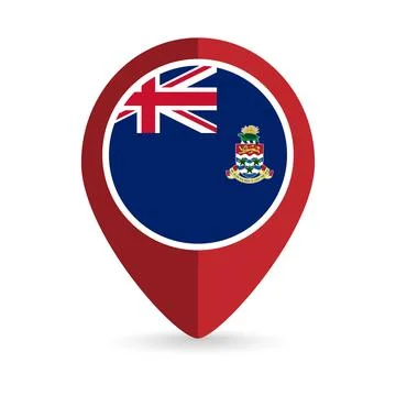 Map pointer with country Cayman Islands. Cayman Islands flag. Vector illust.. Illustrazione stock