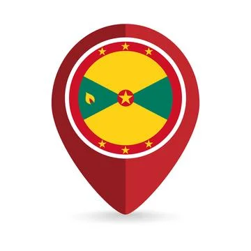 Map pointer with country Grenada. Grenada flag. Vector illustration. Illustrazione stock