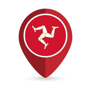 Map pointer with country Isle of Man. Isle of Man flag. Vector illustration. 스톡 일러스트