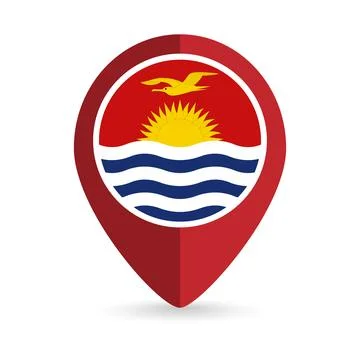 Map pointer with country Kiribati. Kiribati flag. Vector illustration. Stock Illustration