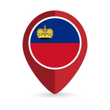 Map pointer with country Liechtenstein. Liechtenstein flag. Vector illustra.. Stock Illustration