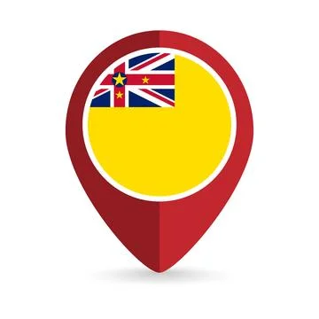 Map pointer with country Niue. Niue flag. Vector illustration. 스톡 일러스트