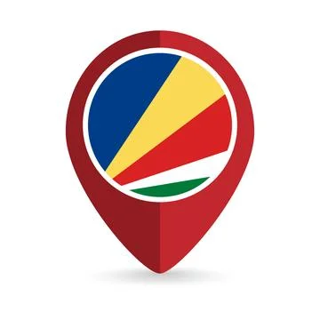Map pointer with country Seychelles. Seychelles flag. Vector illustration. 스톡 일러스트
