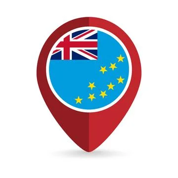 Map pointer with country Tuvalu. Tuvalu flag. Vector illustration. Stock Illustration