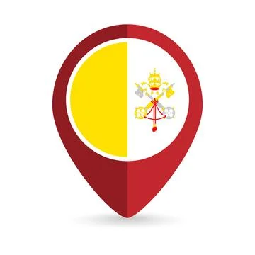 Map pointer with country Vatican City. Vatican City flag. Vector illustration Stock Illustration