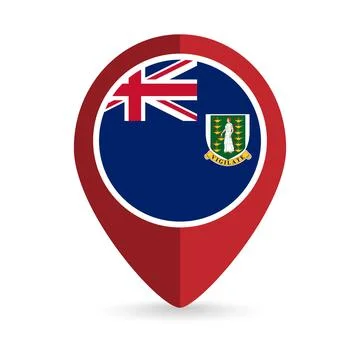 Map pointer with country Virgin Islands. Virgin Islands flag. Vector illust.. 스톡 일러스트