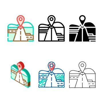 Map pointer courier color icon types vector Stock Illustration
