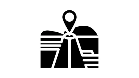 Map pointer courier glyph icon animation Stock Footage 326742086