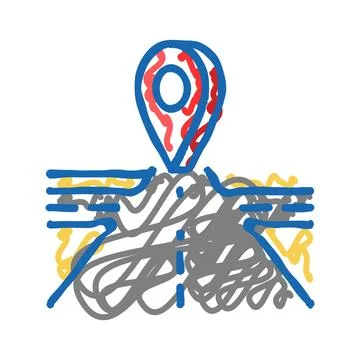 Map pointer courier icon doodle illustration Illustrazione stock