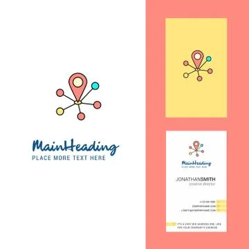 Map pointer  Creative Logo and business card. vertical Design Vector Illustrazione stock