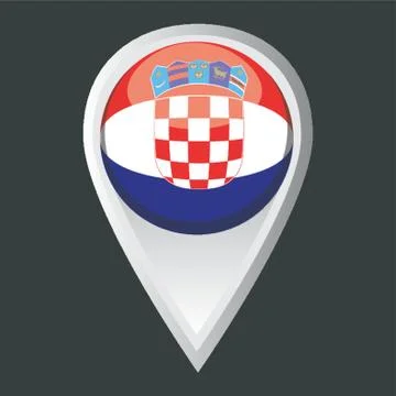 Map Pointer With Croatia Flag 库存插图