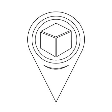 Map Pointer Cube Icon Stock Illustration