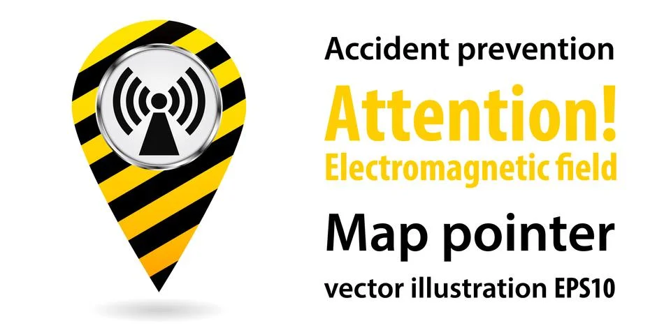Map pointer. Danger Electromagnetic field. Safety information. Industrial design Stock Illustration