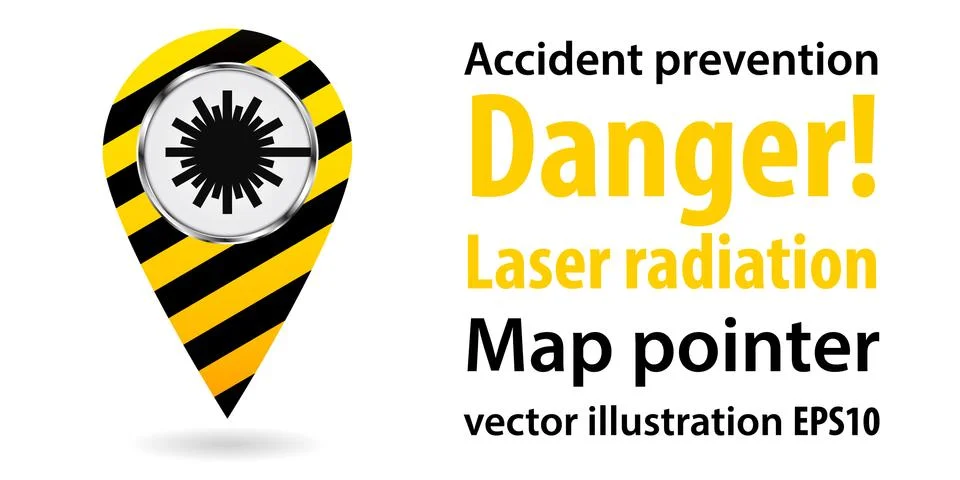 Map pointer. Danger laser radiation. Safety information. Industrial design Stock Illustration