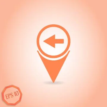 Map pointer with directional arrow. pointer left. flat design style 库存插图
