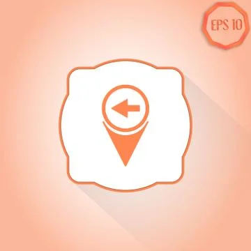 Map pointer with directional arrow. pointer left. flat design style 库存插图