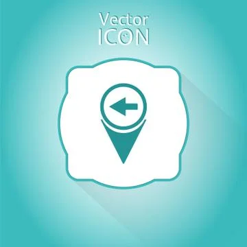 Map pointer with directional arrow. pointer left. flat design style 库存插图