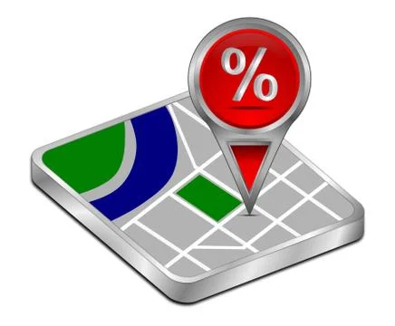 Map pointer with Discount Symbol - 3D illustration Illustrazione stock