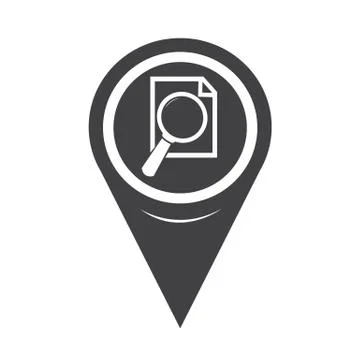 Map Pointer Document And Magnifying Glass Icon Stock Illustration
