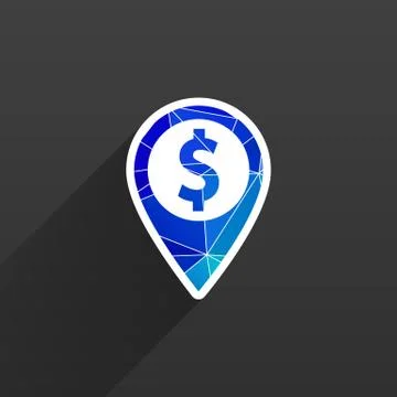 Map pointer with dollar sign icon Stock Illustration