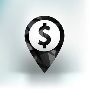 Map pointer with dollar sign icon Stock Illustration