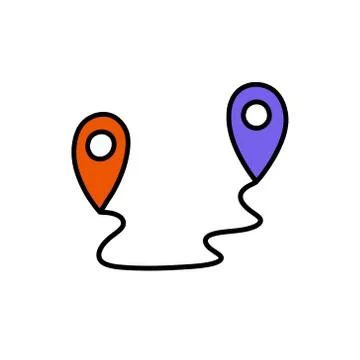 Map pointer doodle icon, vector color illustration Stock Illustration